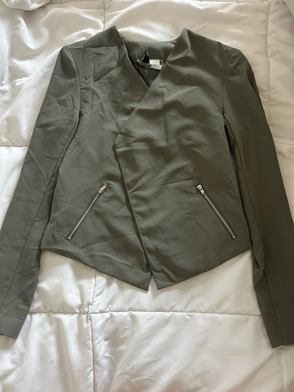 Olive Green Women's Asymmetrical Zip Jacket